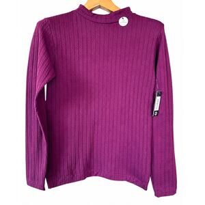 NWT Dictionary Women’s Large Extra Large Plum Fleece Mock Neck Cable Knit Top